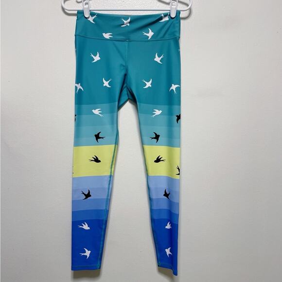 Noli Blue/Teal/Yellow Ombre Bird Leggings - Picture 1 of 8